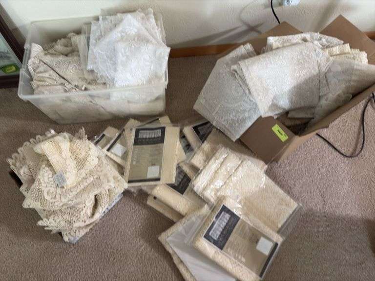 Lace work includes doilies, dresser runners, curtain panels etc Victorian Rose and other patterns