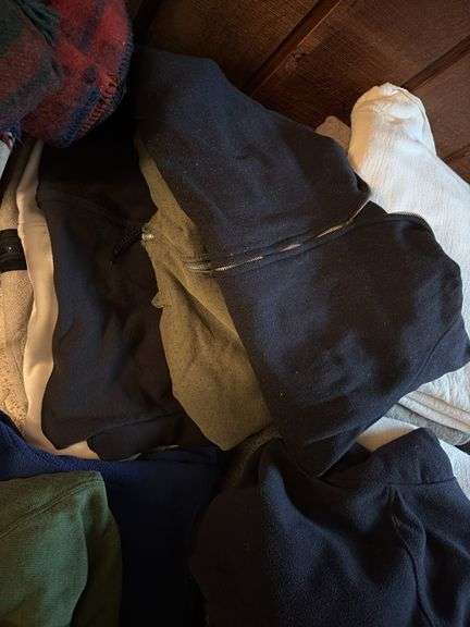 Ten men’s sweatshirts, range in size from S-XL