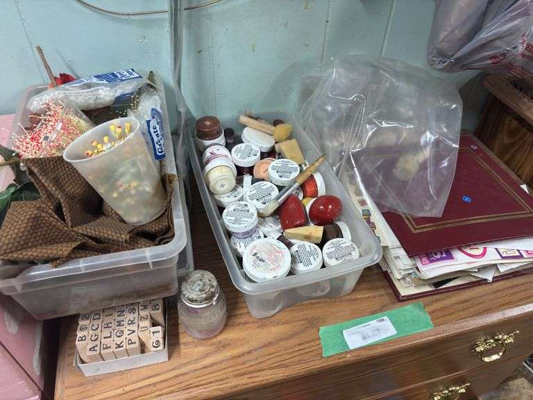 Small dresser, full of painting supplies