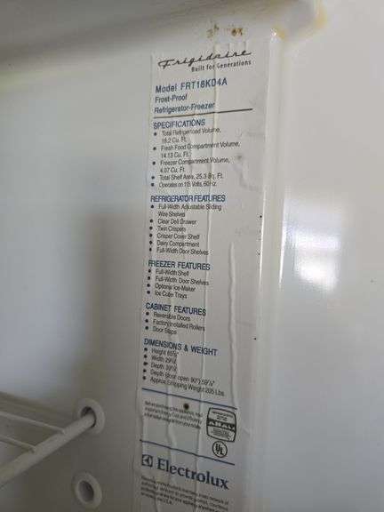 Frigidaire refrigerator/freezer FRT18KD4AW2