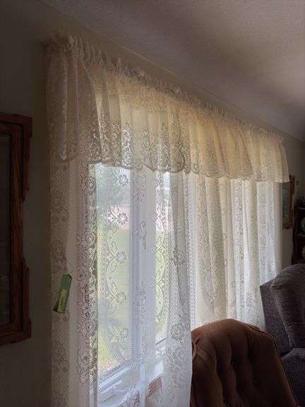6 set of lace curtains from Amana Lace Shop 22 - 60" x 84" per family, panels and valances
