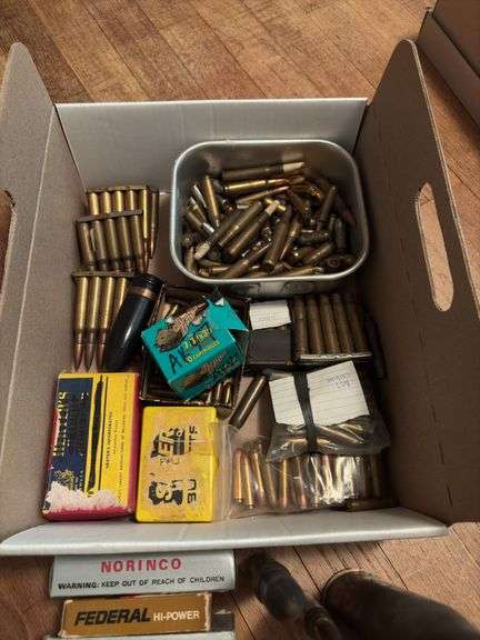 Assorted military ammo, brass etc...