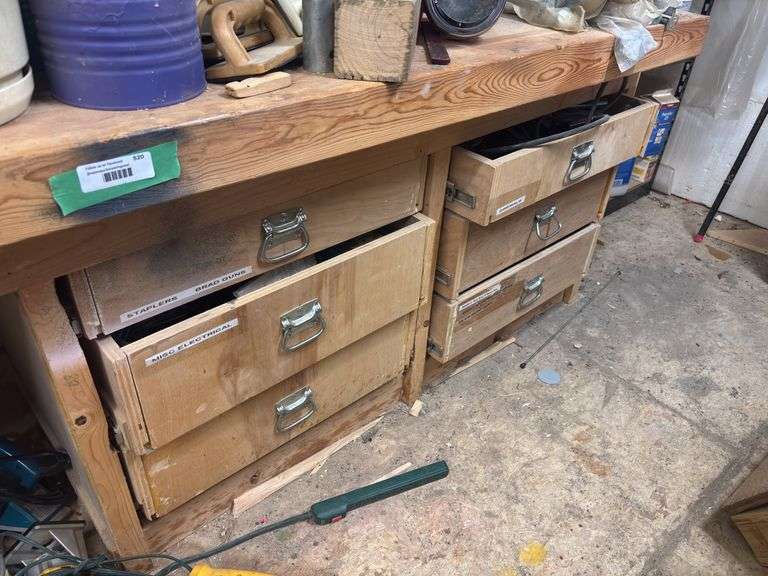 Workbench with six drawers and contents please come at the end of pick up!