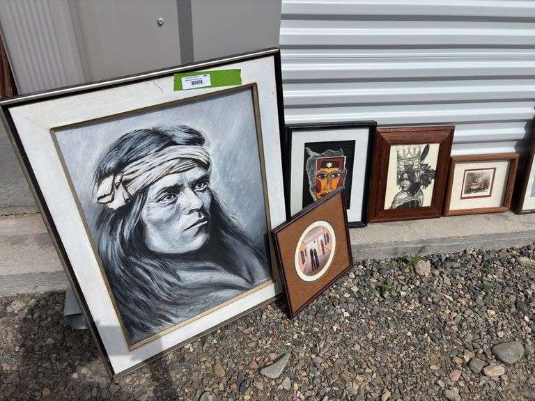 Group of Southwest and Native American inspired art, including drawing by Ron Bishop signed and numbered