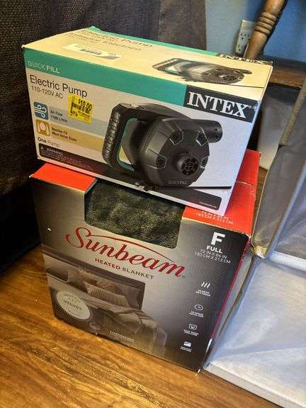 Electric pump, sunbeam heated blanket and portable hamper