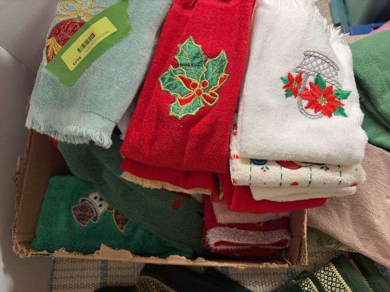 Christmas and holiday towels, all appear to be new