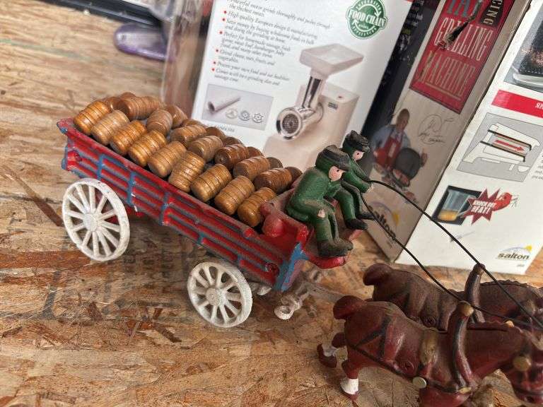 Cast iron barrel cart with 8 horses