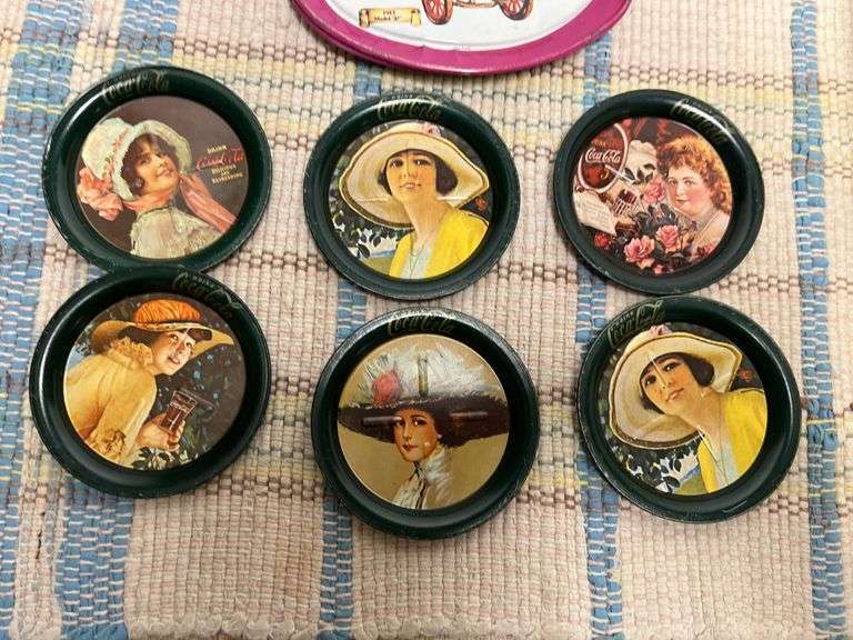Little tin trays, car tip trays, Coca Cola tin coasters, Tupperware container