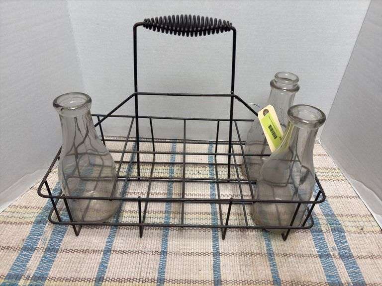 8 bottle carrier with 3 milk bottles