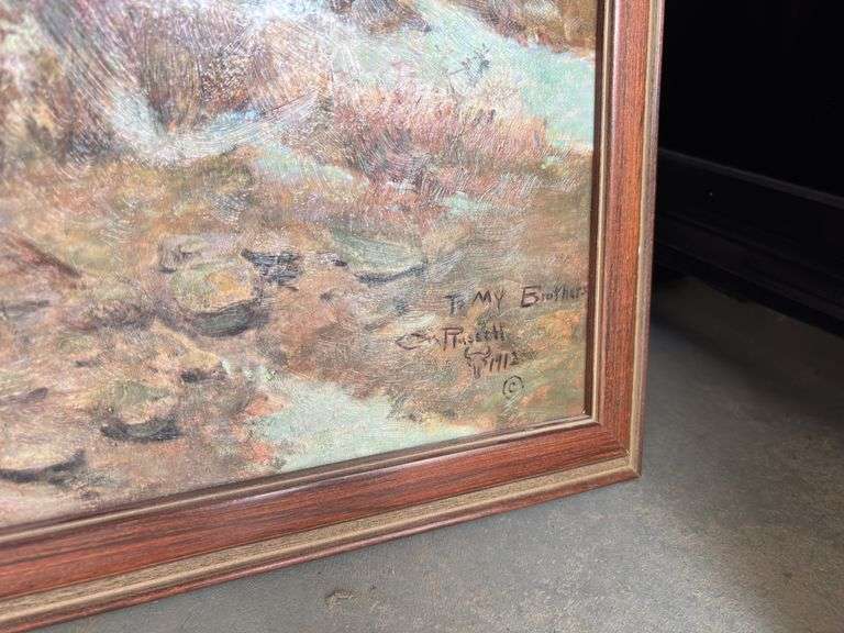"The Exalted Ruler" Charlie Russell oil on canvas signed to my brothers 28 x 23