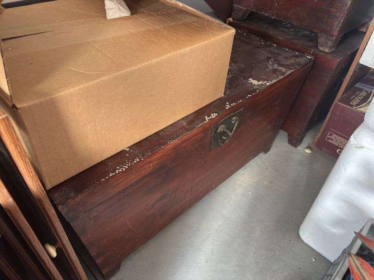 Set of four lift top storage chests three small one large - need a little TLC