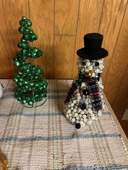 Handcrafted sheep, bell tree and snowman and candle spinner
