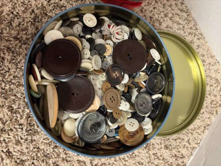 3 containers of old buttons, big and small