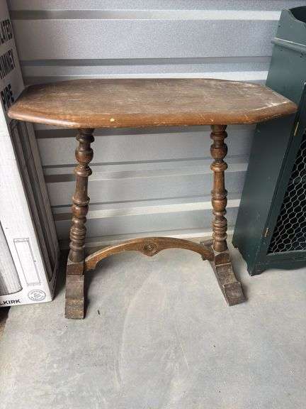 Vintage side table and chicken wire cupboard
