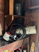 Salt, gas cans, hitch, jumper cables, jack, etc