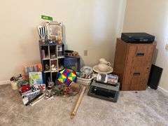 Brother typewriter, file cabinet, home decor items etc...