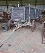 Wooden double box wagon on steel wheel gear 10.5' box