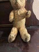 14” vintage mohair teddy bear, jointed and stitched nose, mouth, hands and feet