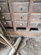 30 drawer pine cabinet w 4 missing drawers 18D x 32L x 59H