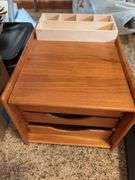 Office supplies, Canon mx492 printer, paper, small lock box, teakwood desk trays