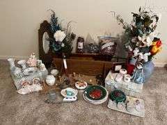 Variety of household decor, clock shelf and more