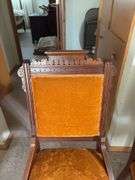 Pair of antique walnut Eastlake style parlor chairs