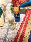 Wood candle holders, advent calendar w/angels, other mini wooden angels