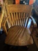 Antique solid oak desk chair