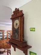 Antique oak kitchen clock w/ alarm 14 wide x 23 tall