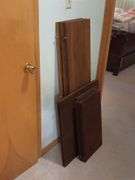 Kraus Furniture Amana walnut gate leg drop leaf dining table 45 x 60 with (3) 12" leaves, table pads, turned legs.