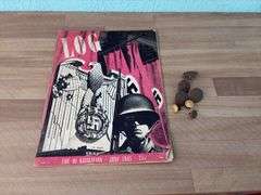 Military buttons and Log of Navigation June 1945 magazine