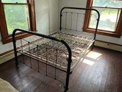 Full size metal bed with headboard and footboard Don’t let the springs deter you from bidding, if you just want the bed you can leave the springs. BLUE LIGHT SPECIAL, this sale only!!