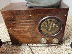 Box camera, binoculars, old radio, view master slides of national parks etc..
