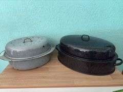 Two Granite ware roasters