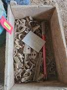 4 buckets and a box of farm iron