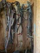 Various horse tack and an old radio