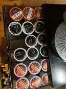 Keurig coffee maker, drawer with k pods, small skillet