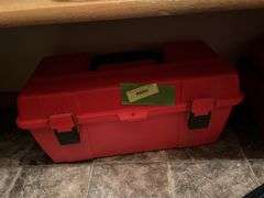 Work light, drop cords, B&D drill and drill bits, empty tool box and more