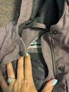 Ladies ridgecut heavy canvas lilac colored coat (M) and maroon overalls (L)