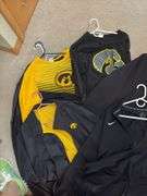 6 hangers of Hawkeye apparel, light coats/jackets most XXL