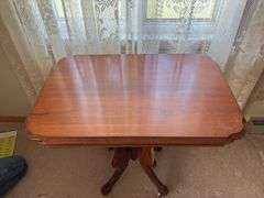 Antique walnut parlor table with original porcelain casters 20 x 31