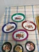 Little tin trays, car tip trays, Coca Cola tin coasters, Tupperware container