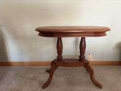 Amana walnut oval lamp table 14 x 27 x 22H