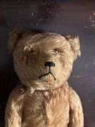 14” vintage mohair teddy bear, jointed and stitched nose, mouth, hands and feet