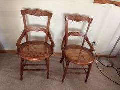 Walnut cane seat dining chairs, have been refinished by Schanz Furniture. Your bid x 2