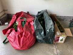 2 artifical Christmas trees and decorator tree