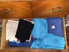 Educational materials, Avon products, candles and jars and a dresser drawer full of new kids unprinted Tee shirts