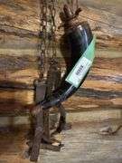 Antique powder horn and foot traps