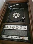 Magnavox console stereo 64" wide and a portable turntable