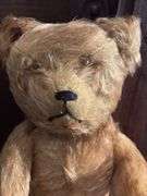 14” vintage mohair teddy bear, jointed and stitched nose, mouth, hands and feet